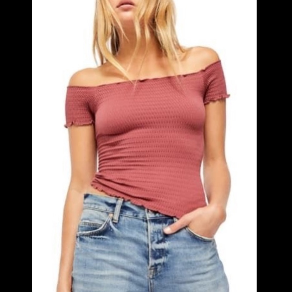 Free People Moulin Smocked Off-the-Shoulder Top